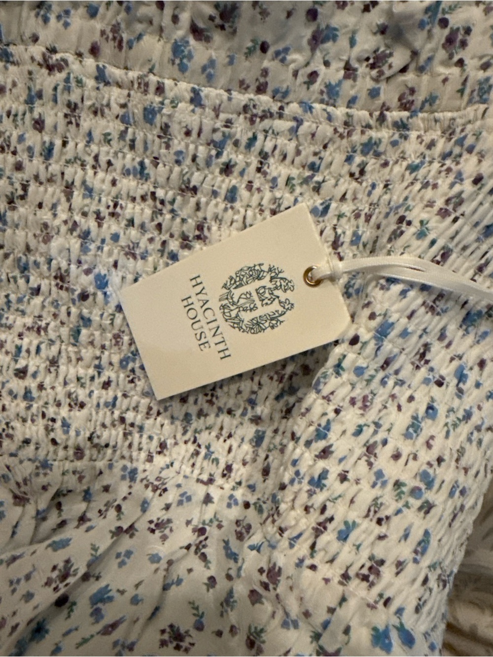 NWT Hyacinth House Blue Floral Smocked Bubble Hem Skirt - Picture 2 of 3